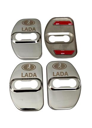 Накладки на дверной замок серебро с логотипом lada