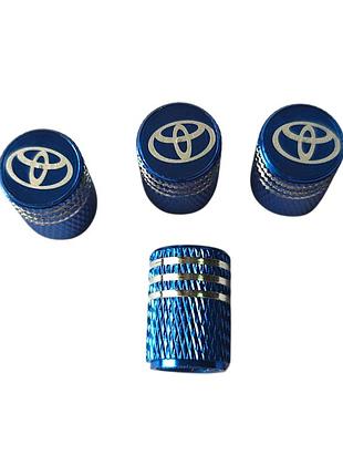 Металлические колпачки на ниппель с логотипом toyota синий