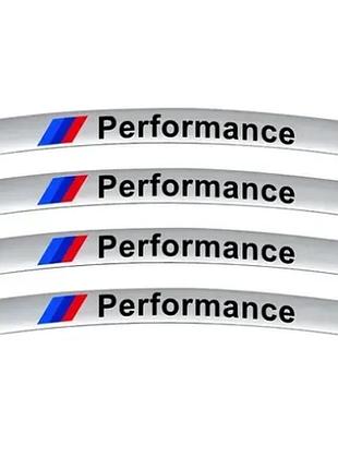 Металлические наклейки на авто диск с логотипом performance, серые