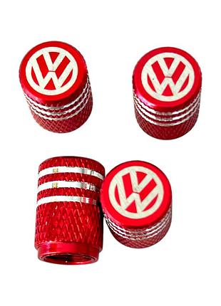 Металлические колпачки на ниппель с логотипом volkswagen красный