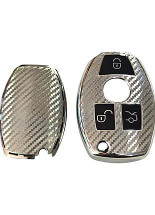 Чехол для ключа mercedes-benz w203, w211, w164, w166 серый карбон