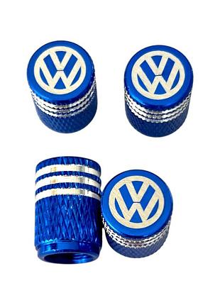 Металлические колпачки на ниппель с логотипом volkswagen синий
