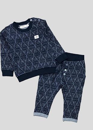 Костюм 2в1: свитшот, брюки "boys", трехнитка тм "breeze" (74 см)