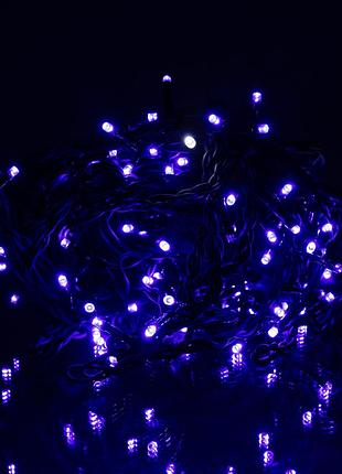 Новогодняя гирлянда уличная бахрома 6 м 105 led черный провод синий 6мbbl