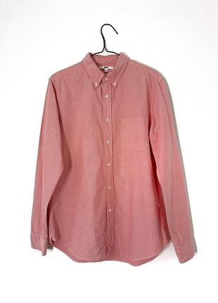 Рожева чоловіча сорочка uniqlo slim fit з довгим рукавом