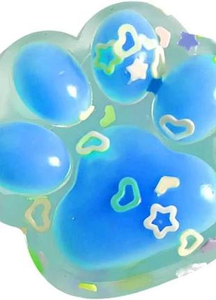 Игрушка антистресс сквиш лапка 7 см таба лапка с бусинками синий