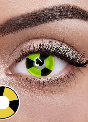 Радіація - желтые цветные контактные линзы от elite lens® | линзы для красоты ( нулевки ) | крейзи/косплей желтый, линзы для серых