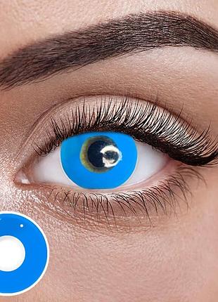 Ультраблу — сині кольорові контактні лінзи від elite lens® | лінзи для краси ( нулівки) | крейзі/коплей яскраво-сині лінзи, контей