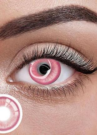 Дрім пинк - розовые цветные контактные линзы от elite lens® | линзы для красоты ( нулевки ) | крейзи/косплей 15, красный, цветные