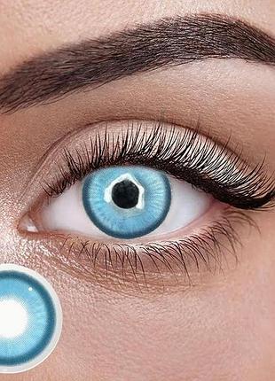 Айс дрим блу - голубые цветные контактные линзы от elite lens® | линзы для красоты ( нулевки ) | натуральные | на 6мес. синий, линзы для серых глаз,…