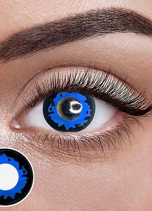 Блу неон - синие цветные контактные линзы от elite lens® | линзы для красоты ( нулевки ) | натуральные | на 6мес. линзы для