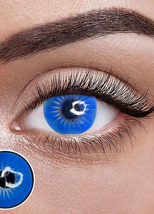 Блу энжел - синие цветные контактные линзы от elite lens® | линзы для красоты ( нулевки ) | натуральные | на 6мес. кукольные