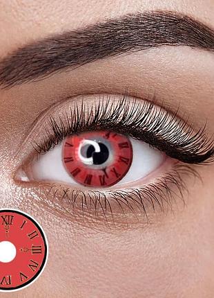 Клок - красные цветные контактные линзы от elite lens® | линзы для красоты ( нулевки ) | крейзи/косплей линзы для карих глаз, красный, так