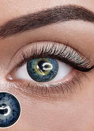 Блу візерунок — сині кольорові контактні лінзи від elite lens® | лінзи для краси ( нулівки) | натуральні | на 6 міс. темно-сині лі