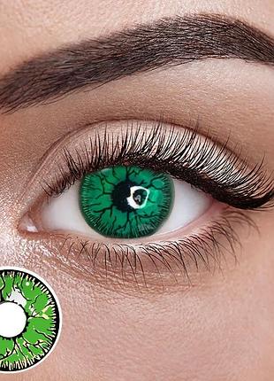 Дарк грин - зелёные цветные контактные линзы от elite lens® | линзы для красоты ( нулевки ) | крейзи/косплей 3-6 месяцев, линзы