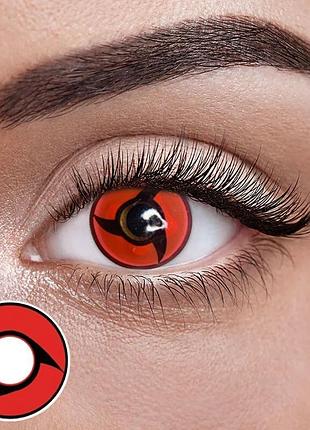Мангекьё шаринган - красные цветные контактные линзы от elite lens® | линзы для красоты ( нулевки ) | крейзи/косплей красные