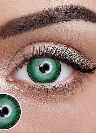 Грин 2 - зеленые цветные контактные линзы от elite lens® | линзы для красоты ( нулевки ) | натуральные | на 6мес. зеленые
