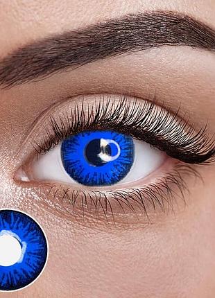 Блу 1.1 - синие цветные контактные линзы от elite lens® | линзы для красоты ( нулевки ) | натуральные | на 6мес. синий, линзы для