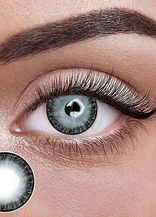 Грей 2 - серые цветные контактные линзы от elite lens® | линзы для красоты ( нулевки ) | натуральные | на 6мес. кукольные серые, линзы для черых гл…