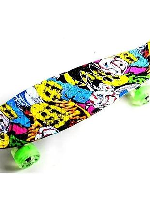 Пенни борд скейтборд penny board fish skateboards со светящимися колесами