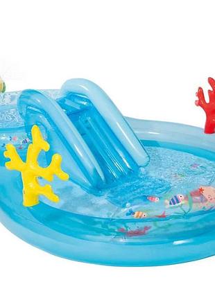 Надувной игровой бассейн для детей intex "на дне моря" с горкой