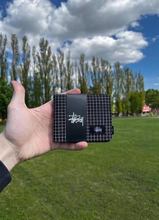 Гаманець stussy чорний в клітинку