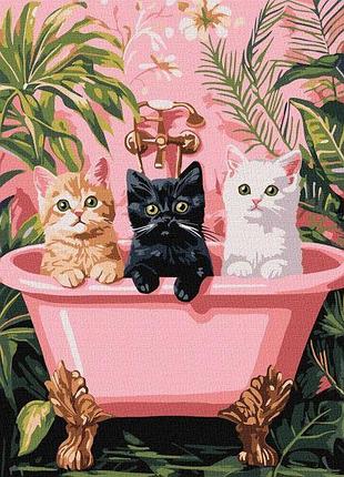 Картина за номерами - коти у ванній ©art_selena_ua ідейка 30х40 см (kho6726)