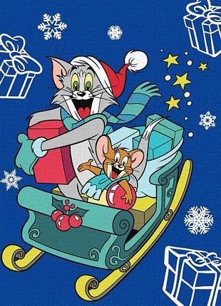 Картина за номерами - tom and jerry: на санчатах ©warner bros идейка 30х40 см (kho6859)