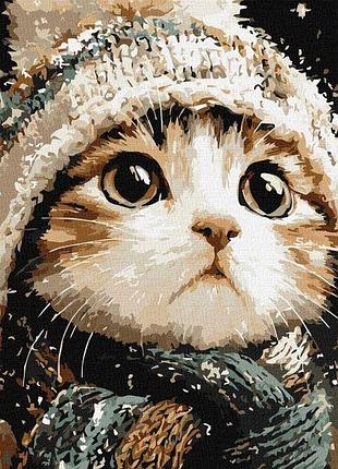 Картина за номерами - сніговий котик ©art_selena_ua ідейка 40х40 см (kho6847)