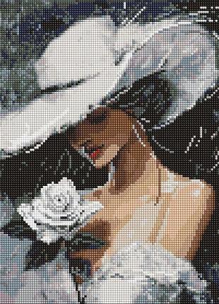 Алмазна мозаїка - біла троянда ©art_selena_ua ідейка 40х40 см (amo8329)