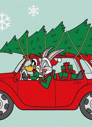 Картина за номерами - bugs & daffy: різдвяна поїздка ©warner bros идейка 30х40 см (kho6861)