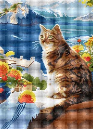 Алмазна мозаїка - мрійливий котик ©art_selena_ua идейка 30х40 см (amo8129)