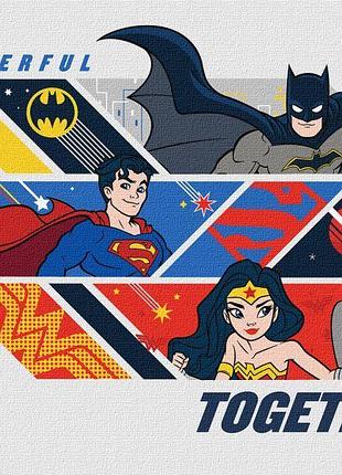 Картина за номерами - super friends: powerful together ©warner bros идейка 30х40 см (kho8715)