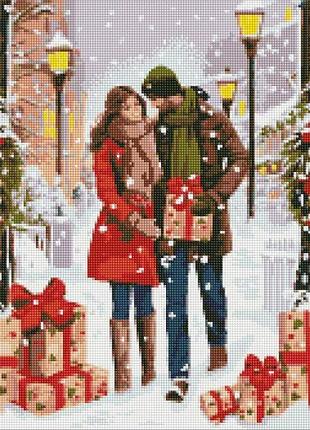 Алмазна мозаїка - обмін подарунками з голограмними стразами (ab) ©art_selena_ua идейка 40х50 см (amo7824)