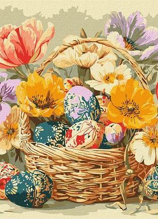 Картина за номерами - великодній кошик з квітами ©art_selena_ua ідейка 40х50 см (kho5186)