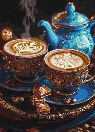 Картина за номерами - мелодія кави з фарбами металік extra ©art_selena_ua ідейка 40х50 см (kho5715)