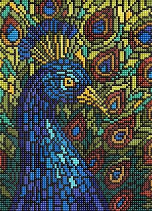 Алмазна мозаїка - вітраж. павич ©art_selena_ua ідейка 30х30 см (amo8323)