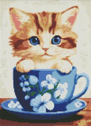 Алмазна мозаїка - бешкетне кошеня з голограмними стразами (ab) ©art_selena_ua идейка 30х40 см (amo7782)