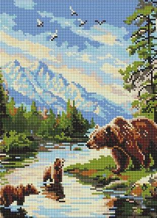 Алмазна мозаїка - ведмедиця і ведмежата ©art_selena_ua идейка 40х50 см (amo20089)