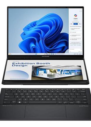 Ноутбук asus zenbook duo ux8406ca-ql047x 14" fhd touch oled, intel ultra 9 285h, 32gb, f2tb, uma, win11p, серый