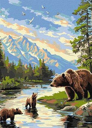 Картина за номерами - ведмедиця і ведмежата ©art_selena_ua ідейка 40х50 см (kho6630)
