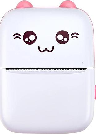 Дитячий міні принтер термо принтер дитячий котик рожевий