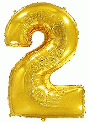 Воздушный шар цифра 2 золото 32" фольга