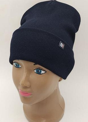 Шапка осенняя двухслойная для мальчика fila-mini с отворотом размер 46-48-50 см