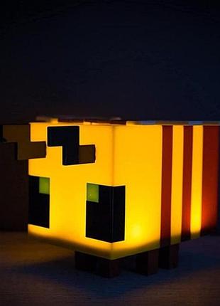 Светильник игрушка маленькая пчелка майнкрафт minecraft bee led на аккумуляторе usb