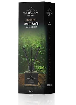 Аромадифузор для дому "reed diffuser" amber wood (бурштинове дерево) 100мл marcela&victoria