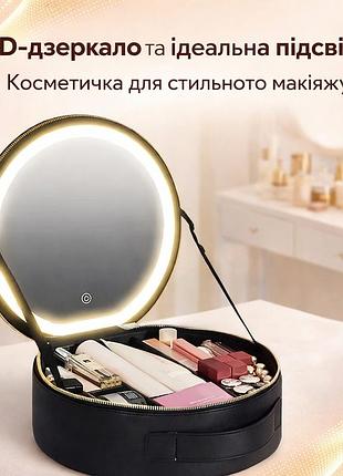 Органайзер-косметичка niceland с led-зеркалом и регулируемыми отделениями