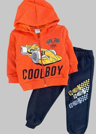 Костюм 2 в 1: кофта, брюки "cool boy", трехнитка с начесом тм "baby puff” (92 см)