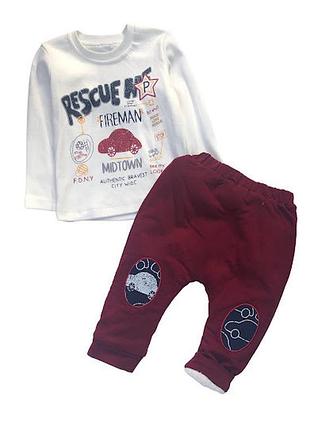 Костюм 2в1: брюки и реглан "rescue", хлопок, махра "necix's" (74 см)