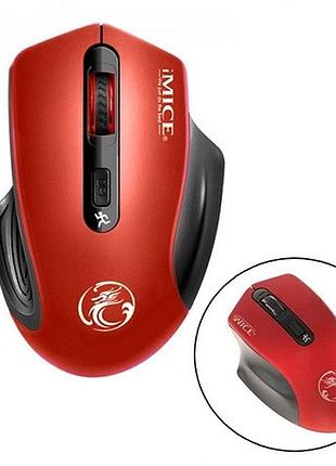 Беспроводная игровая мышь мышка тихая 2000dpi imice g-1800, красная